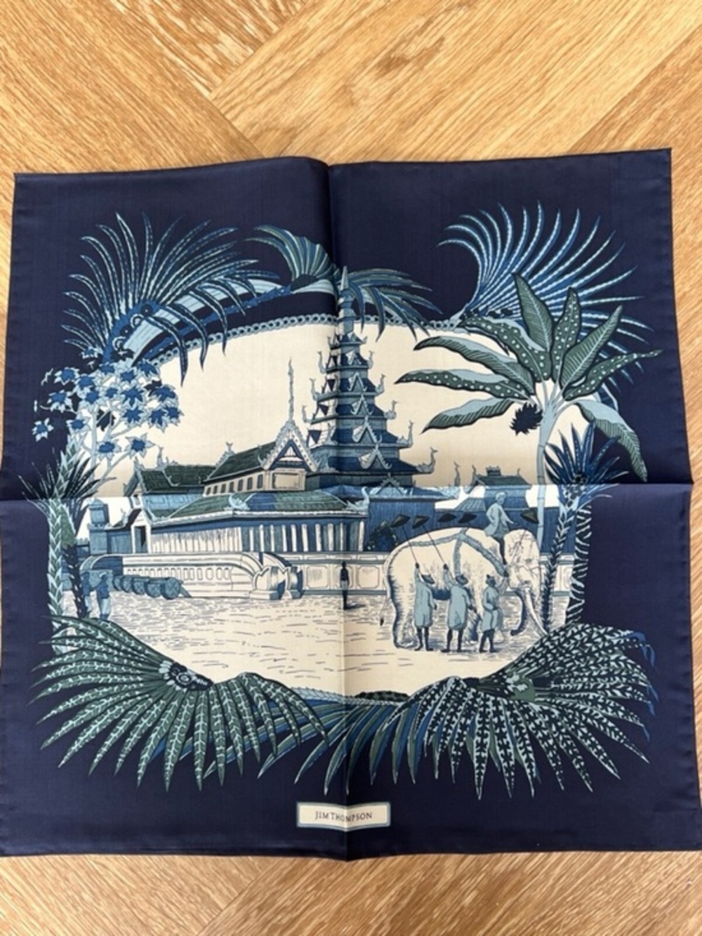 Jim Thompson Blue & White Chinoiserie Style Pocket Square